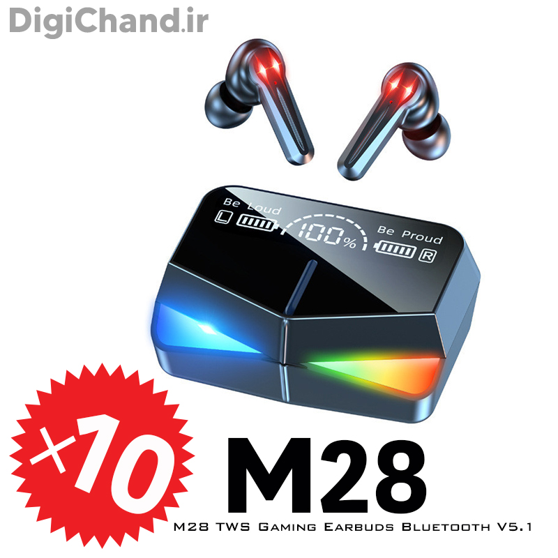 هدفون مخصوص بازی بی سیم مدل M28 TWS Gaming Earbuds Bluetooth V5.1 - پک ده تایی