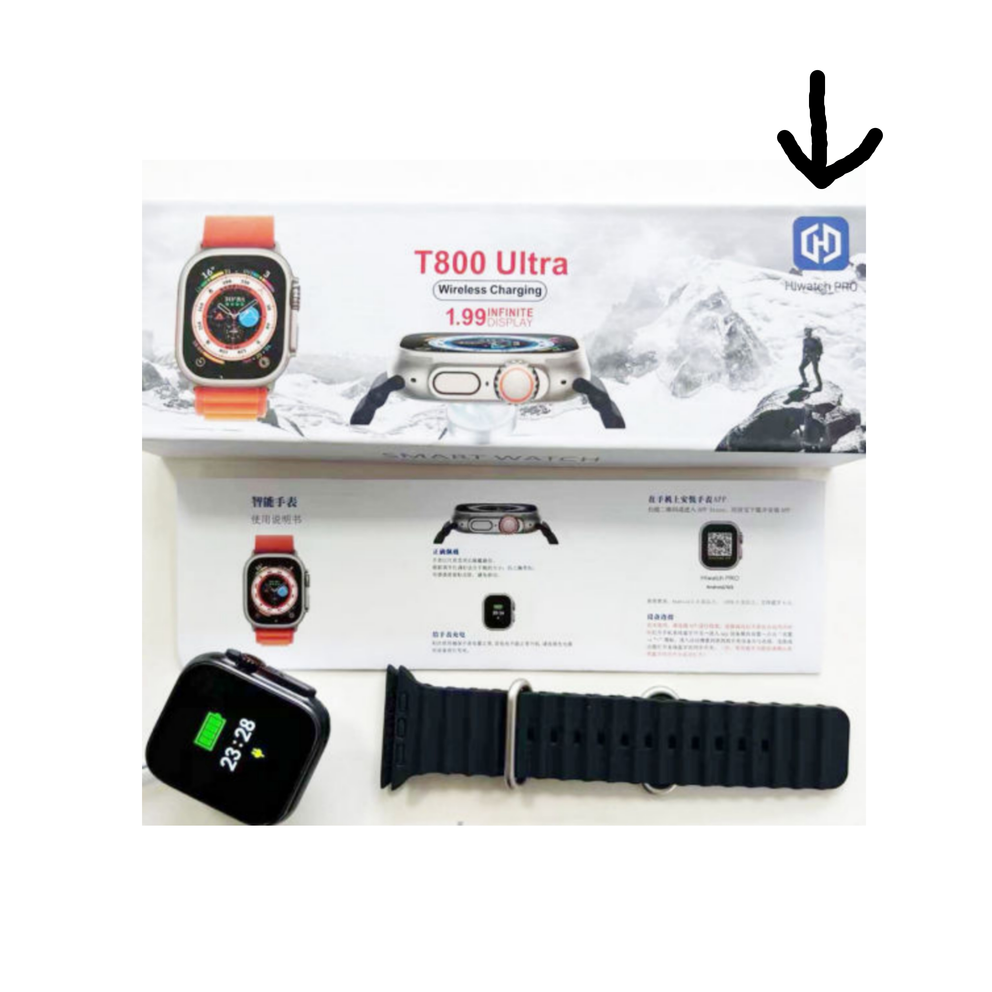 ساعت هوشمند مدل T800 ULTRA (رنگ بند مشکی) - پک ده تایی - ارسال رایگان!