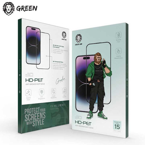 گلس شفاف اچ دی پت گرین Green HD-Pet Glass 15 Pro Max