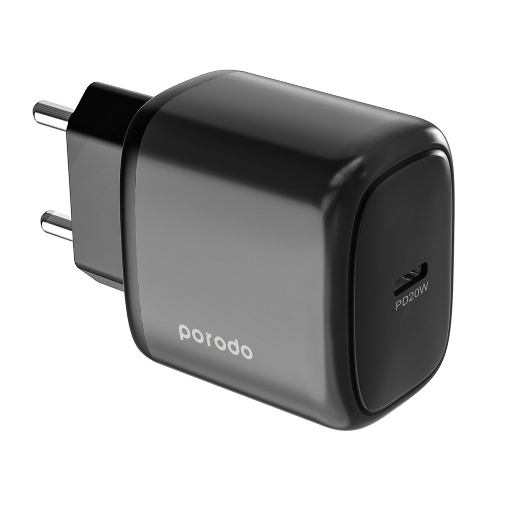 آداپتور 20 واتی پرودو همراه با کابل  Porodo USB-C Power Delivery Quick Charger EU With USB-C USB-C Cable